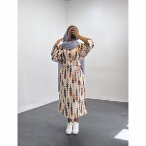 پیراهن کفتان طرح دار زنانه نخی در ۶ رنگ