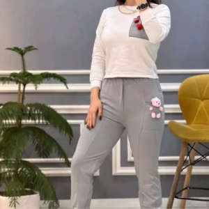 ست بلوز شلوار عروسکی زنانه دورس پنبه دو نخ رنگبندی