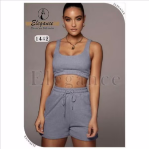 ست نیمتنه و شلوارک اسپرت زنانه ملانژ الگانس کد 1442