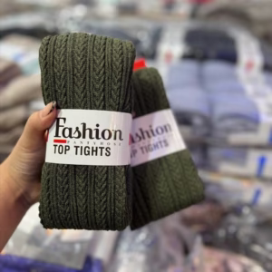 جوراب شلواری بافت گندم برند Fashion پارچه ترک رنگ سبز