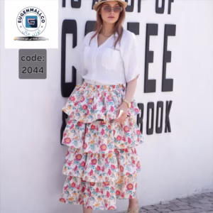 دامن طبقه ای مزونی پارچه کوک دوزی اورجینال وارداتی در 4 طرح و رنگ