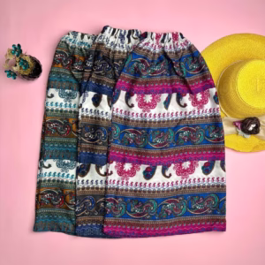 دامن کوتاه نخی زنانه طرح سنتی ترمه 3رنگ