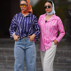 شومیز پری راه راه بنفش تیره زنانه دخترانه فریسایز