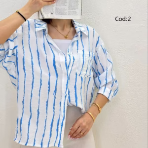 شومیز پری راه راه آبی زنانه دخترانه فریسایز