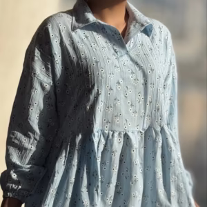 شومیز عروسکی چیندار بهاری فریسایز در رنگبندی