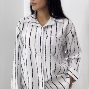 شومیز پری راه راه سفید زنانه دخترانه فریسایز