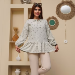 شومیز عروسکی بهاری یقه کوبایی فریسایز در رنگبندی