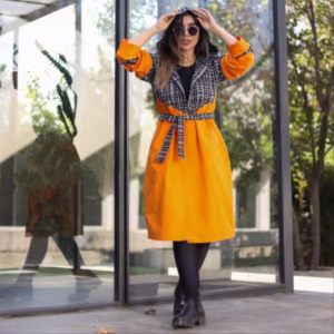 مانتو بارانی کتان زارا کلاهدار اسپرت بدون آبرفت رنگ نارنجی