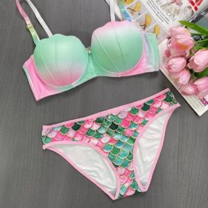 ست شورت سوتین اسفنجی پری دریایی کاپ C کد 1