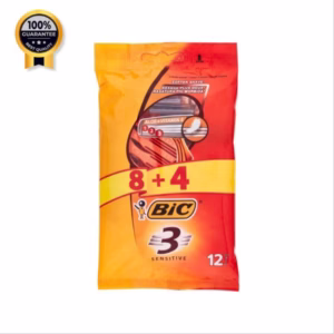 تیغ اصلاح بیک Bic اورجینال سه لبه پوست حساس بسته 12 عددی