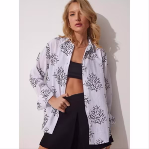 شومیز نخی ترک طرحدار زنانه برند هپینس استانبول Happiness Istanbul