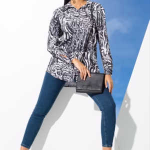 شومیز یقه دار زنانه طرح پوست ماری برند FOR YOU MODA