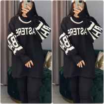 بلوز فینگردار زنجیری مشکی با زنجیر سفید - فری سایز