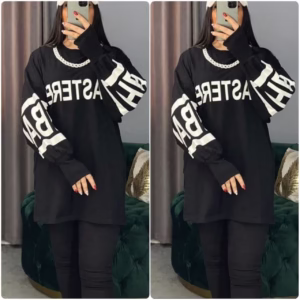 بلوز فینگردار زنجیری مشکی با زنجیر سفید - فری سایز