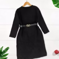 پیراهن بافت سروناز | پیراهن مشکی کشسان با طرح زیبا