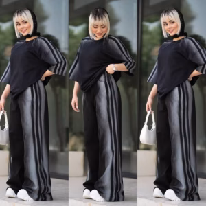 ست جاسمین زنانه با کیفیت نخ پنبه - رنگ مشکی