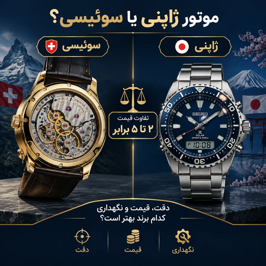 موتور ژاپنی یا سوئیسی؟ تفاوت دقیق + جدول مقایسه و قیمت ساعت مچی ۱۴۰۴